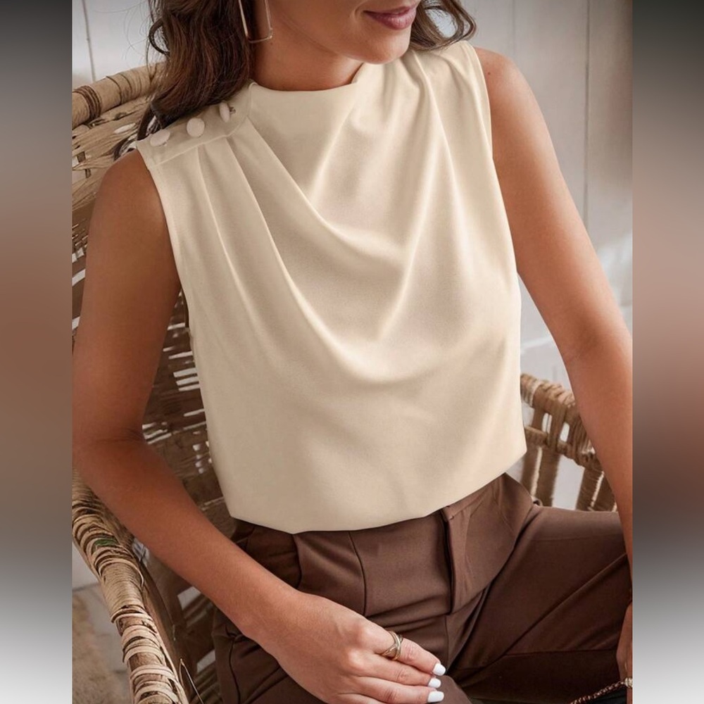 Elegant Cream Sleeveless Top